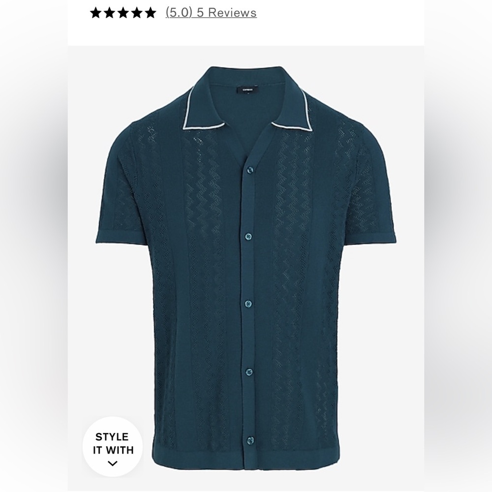 Express Textured Stripe Cotton Short Sleeve Sweater Polo - NWT